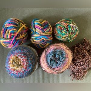 Lot of 5 multicolor acrylic skeins